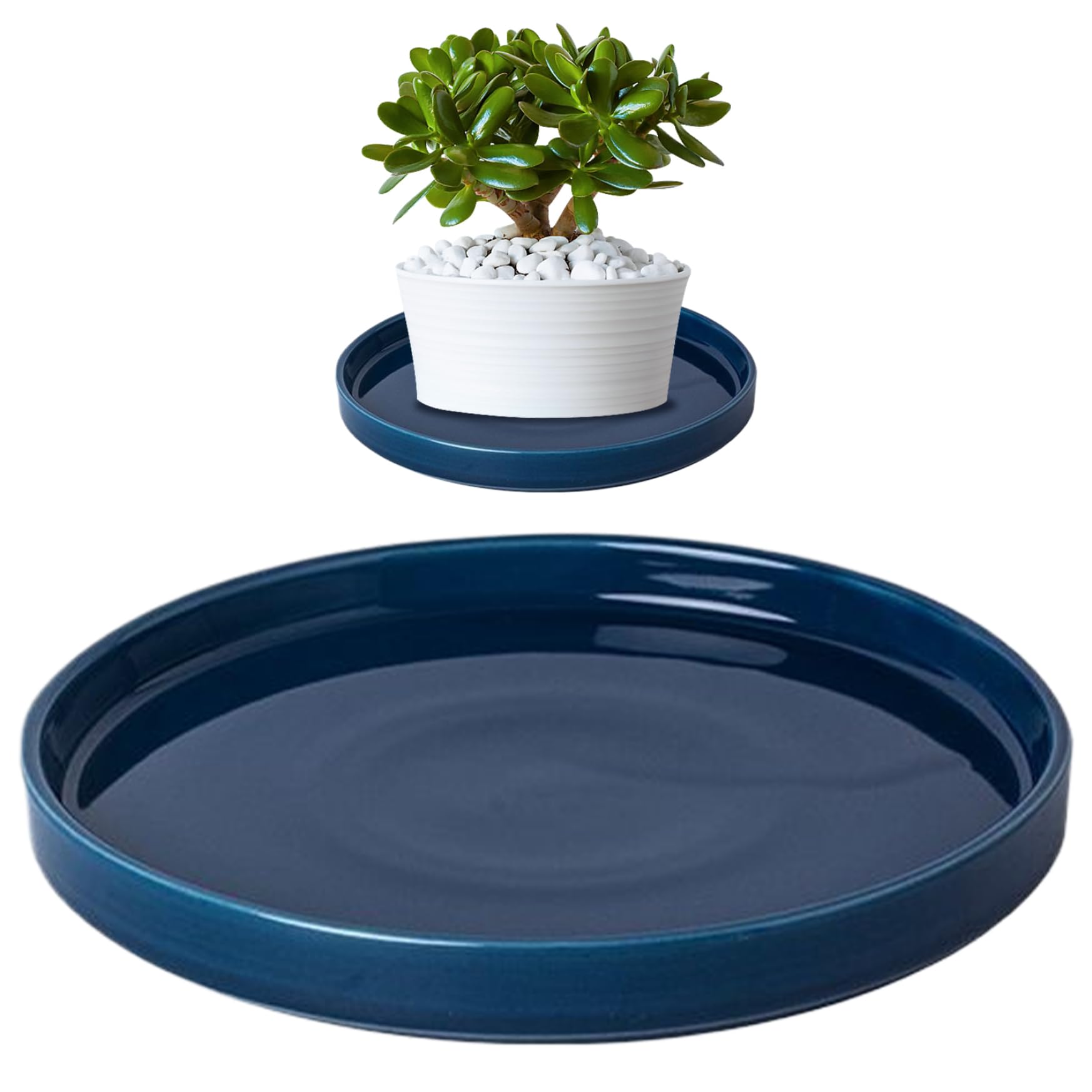Bandeja de drenaje de plantas de cerámica, platillo de flores para macetas, prevención de arañazos, plato para plantas de interior