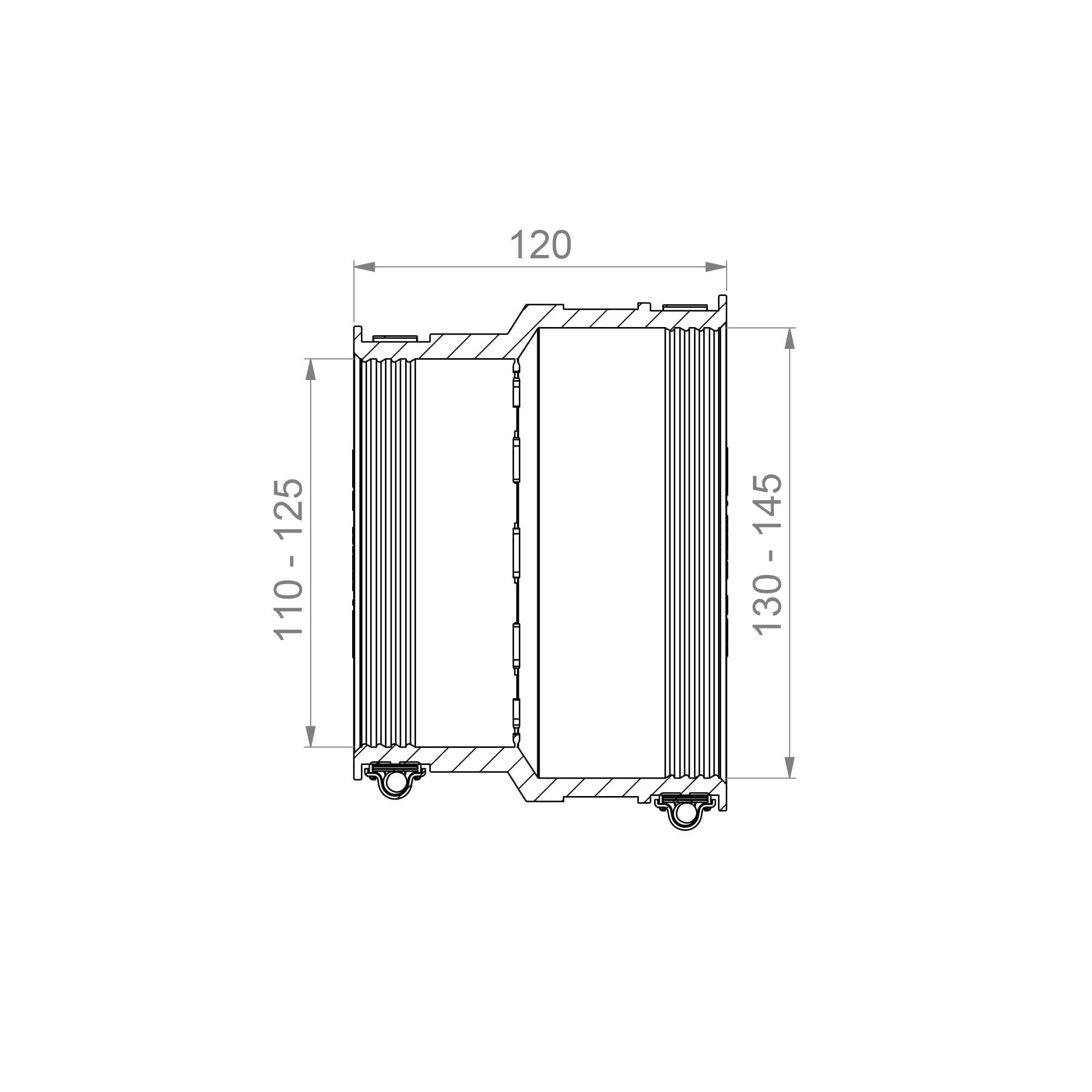 Crassus Adapterkupplung CAC 1452, EPDM / V2A, 1 Stück, 130-145 mm auf 110-125 mm, CRA12060