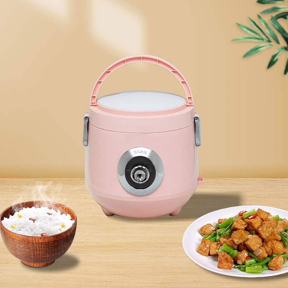 Cuociriso Portatile Scaldavivande Elettrico Mini Multicooker con Funzione di Mantenimento in Caldo Spatola Interna E Misurino di qualità Premium,Rosa
