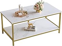 Vista 11 de SAYGOER Mesa auxiliar con almacenamiento, mesa central industrial de 2 niveles para sala de estar, mesa rectangular de madera para espacios Nogal