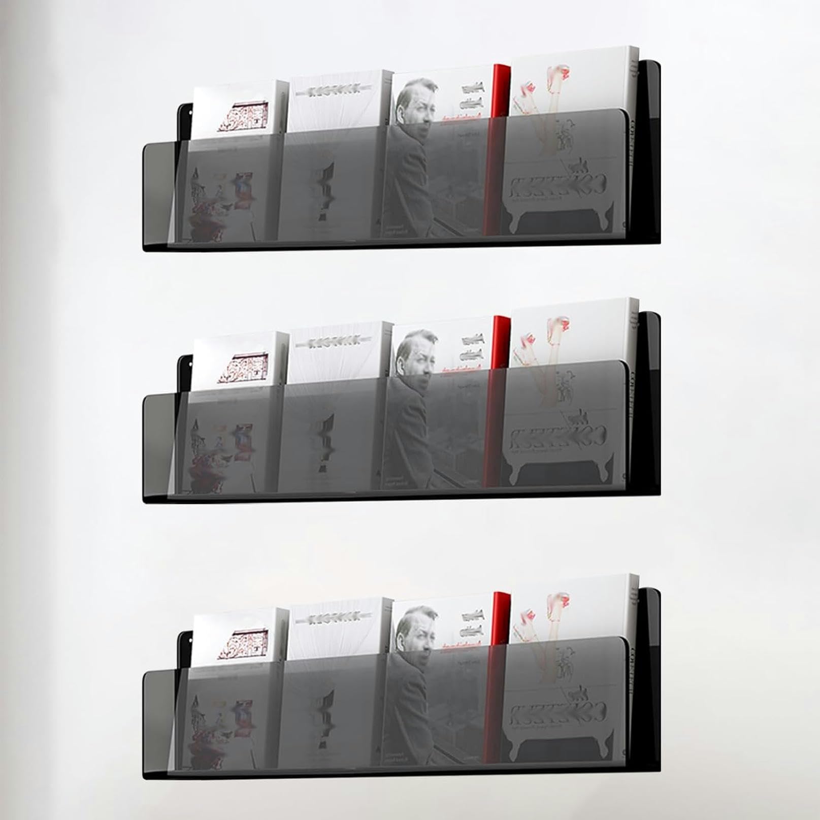 Soporte para archivos de revistas de acrílico que elimina el desorden del salón