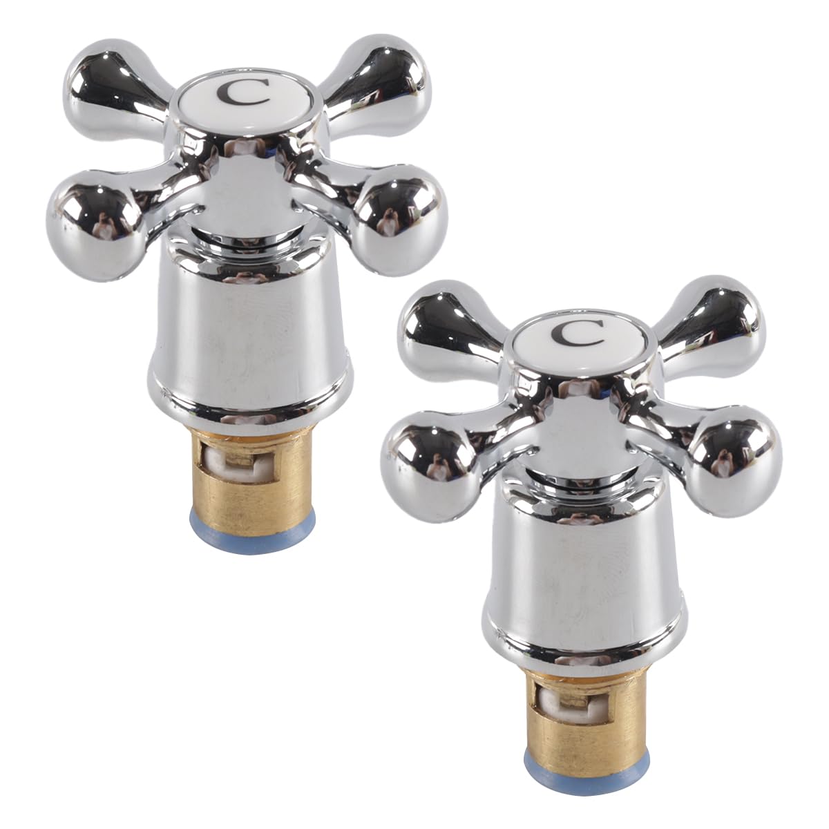 Alide 2 Pcs Cross Head Cap Tap with Valve Core, Basin Faucet Knob Conversion Set for Bathroom Tub and Kitchen