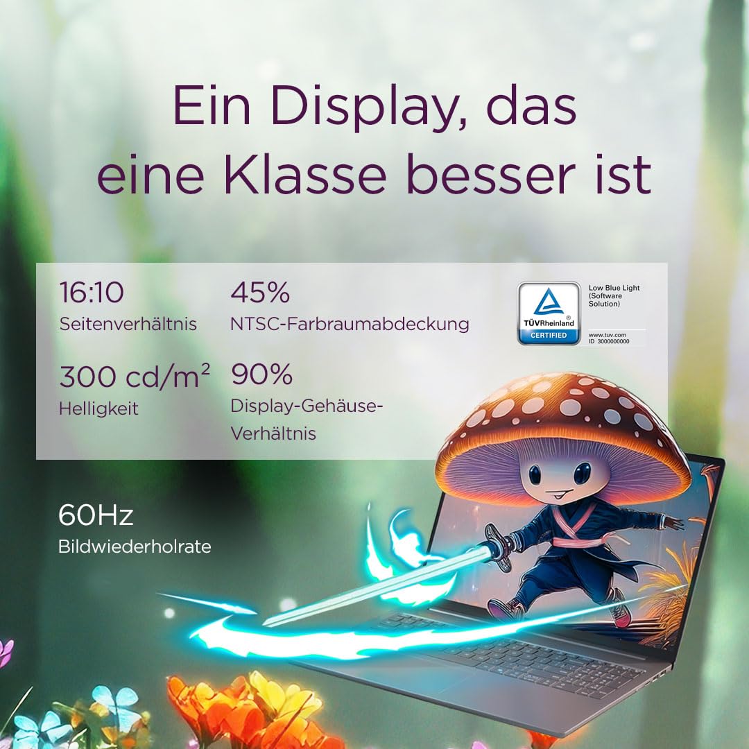 Lenovo IdeaPad Slim 5 Laptop | 16" WUXGA Display | AMD Ryzen 7 7735HS | 512GB SSD | 16GB RAM | AMD Radeon 680M Grafik | QWERTZ | Beleuchtet | Windows 11 | Luna Grau | 3 Monate Premium Care