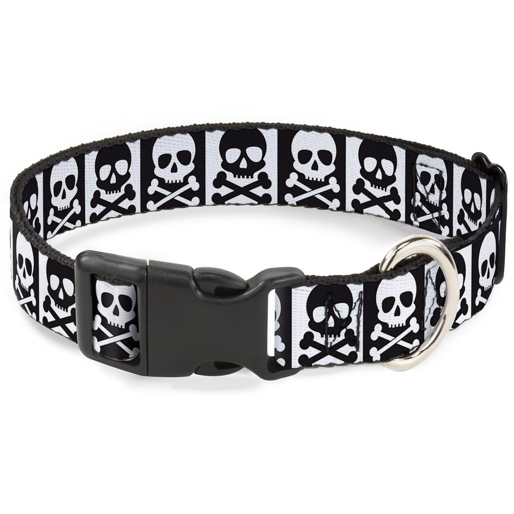 Buckle Down 13 – 45,7 cm Teschio e tibie Blocchi Nero/Bianco Bianco/Nero plastica Clip Collare, Largo Small