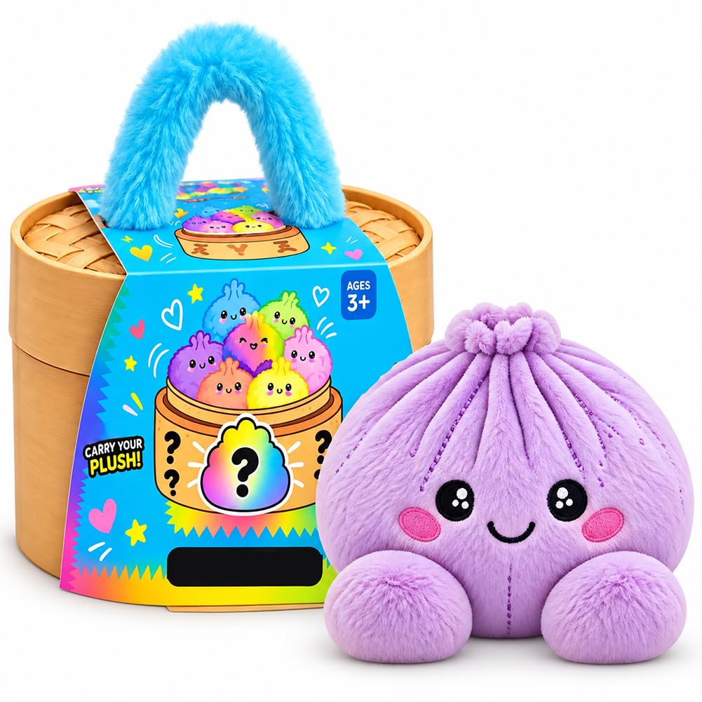 Kouipoie Dumpling Plush Blind Box,Squishy Plush Toy with Steamer Gift Box，F