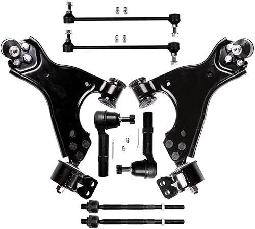 SCITOO 8 piezas de suspensión delantera 2 brazos de control inferiores con rótulas, 2 barras estabilizadoras 2 exteriores 2 barras de acoplamiento
