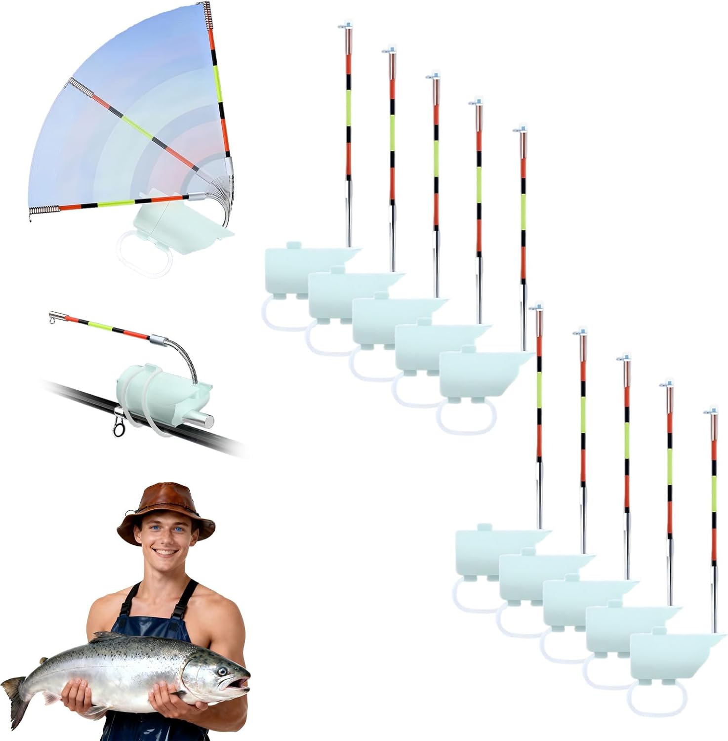 High Sensitivity Fishing Float Bite Alert for Rods, Smart Electronic LED Luminous Alarm with Sound & Light for Night Fishing, All Weather Sea Lake Gear