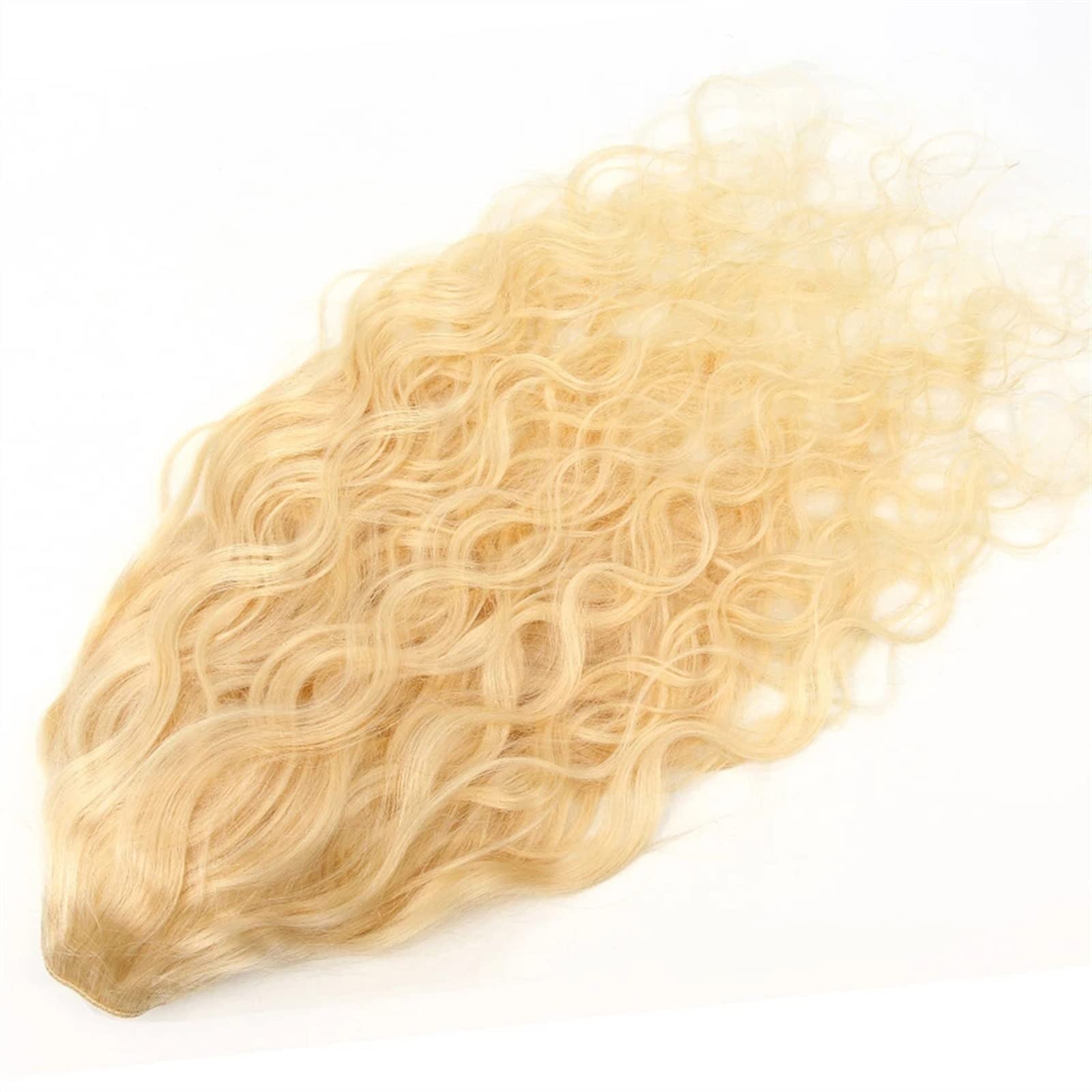Koński ogon 10-24 "długie doczepiane kucyk ludzki włos ciało falowana blond sznurek dla kobiet doczepiany kręcone falowane treska(22inch(55cm))
