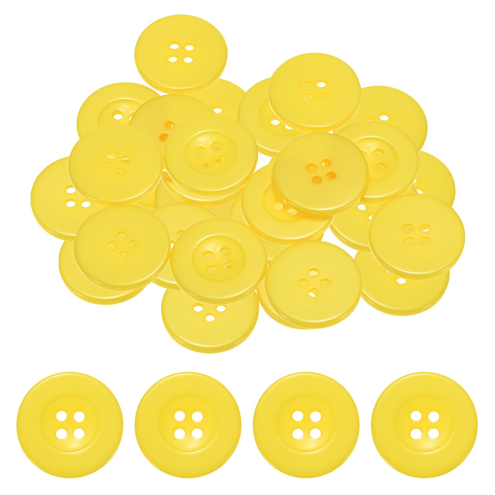 TIXIPEM Sewing Buttons [50pcs] - 1 Inch/ 25mm 40L Resin Round Flat 4-Hole Craft Replacement Buttons for Coats & Sewing Clothing & DIY - [Yellow]