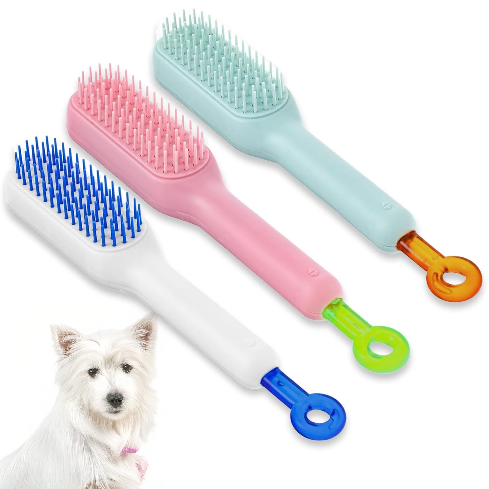 Cat Brush, 3Pcs Cat Brush for Short haired Cats,Pet Grooming Brushes with Gentle Deshedding, Massage