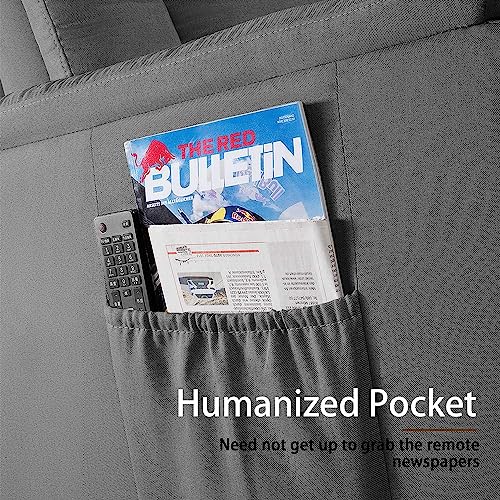 Lemberi Modern Fabric Recliner Chair For Adults, Home Theater Seating With Pocket, Lounge Single Recliner Sofa With Footrest And Backrest, Fabric Reading Recliner For Living Room, Bedroom (Gray) #TOP4