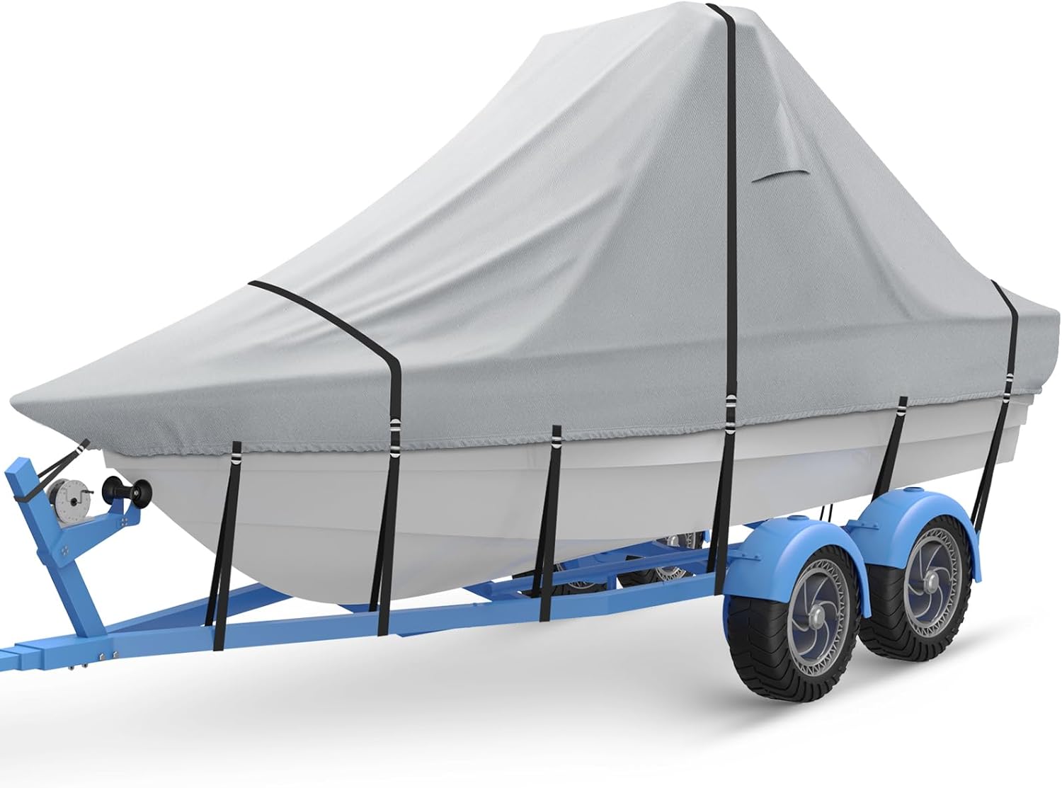Update 21' - 23' V Bow 900D Wake Tower Boat Cover, Cover The Ski | Wakeboard Tower and Boat, Metal Fittings Waterproof Breathing Tear and UV-Resistant, Fits 21ft - 23ft V-Hull Boats with Tower (Grey)