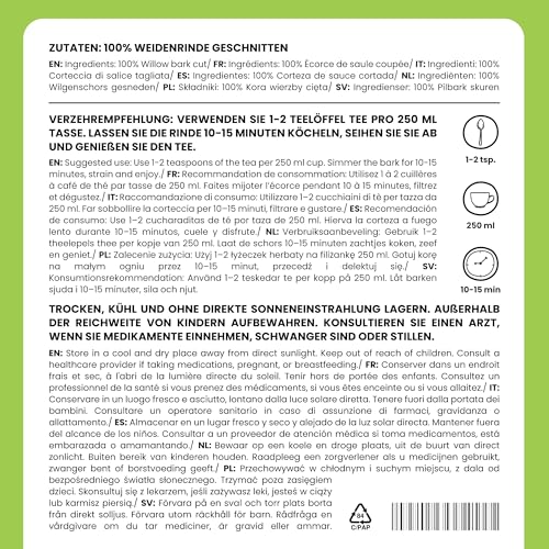 Alpi Nature Weidenrinde geschnitten 125g, Weidenrindentee, Weidenrinden weiß, Weidenrinde Tee