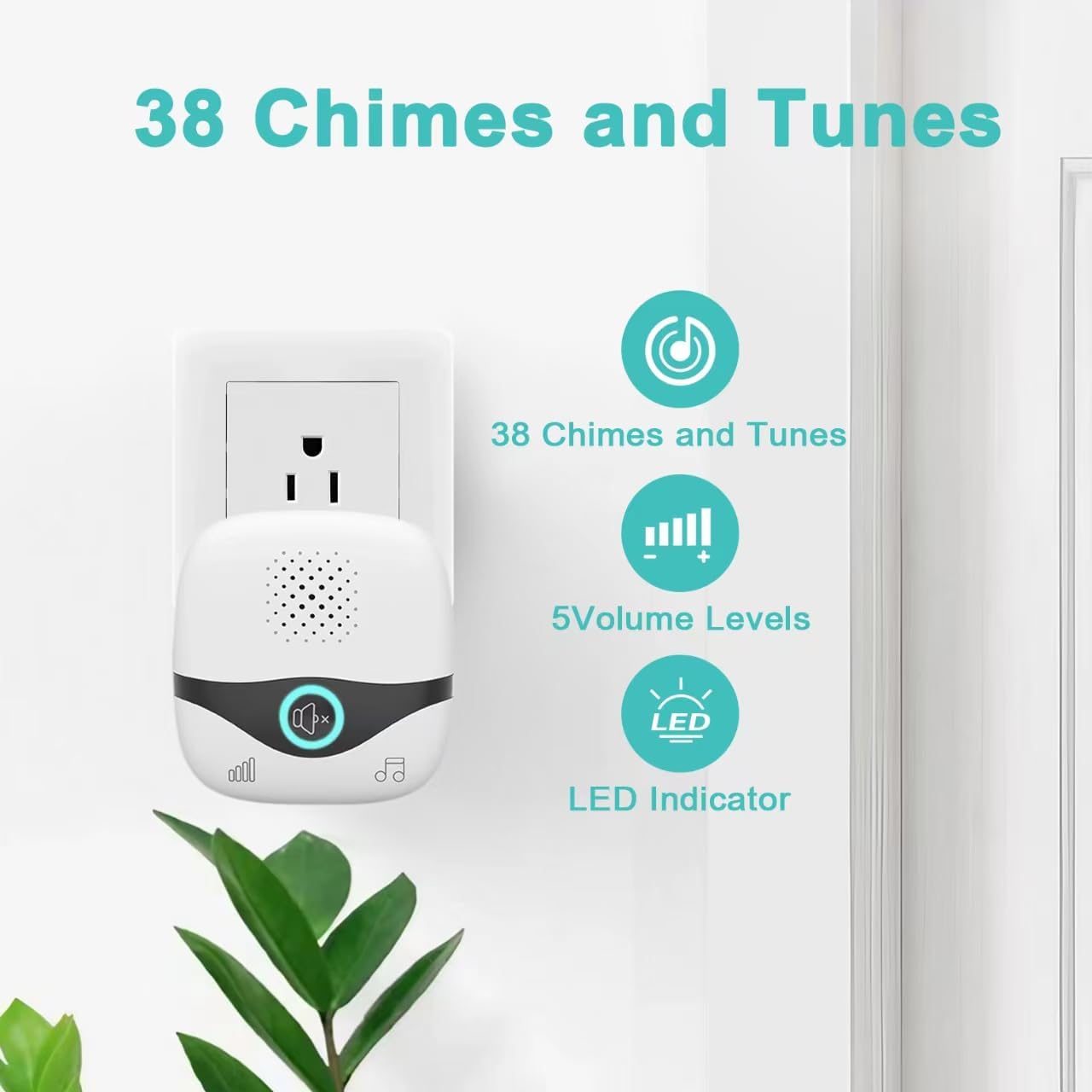 TTJ Wireless Doorbell with Doobell Chime, Classroom Doorbell,1300 Foot Range,2 Minute Setup, LED Lights,IP55 Waterproof, 5 Level Volume Adjustment, 38 Ringtones,.