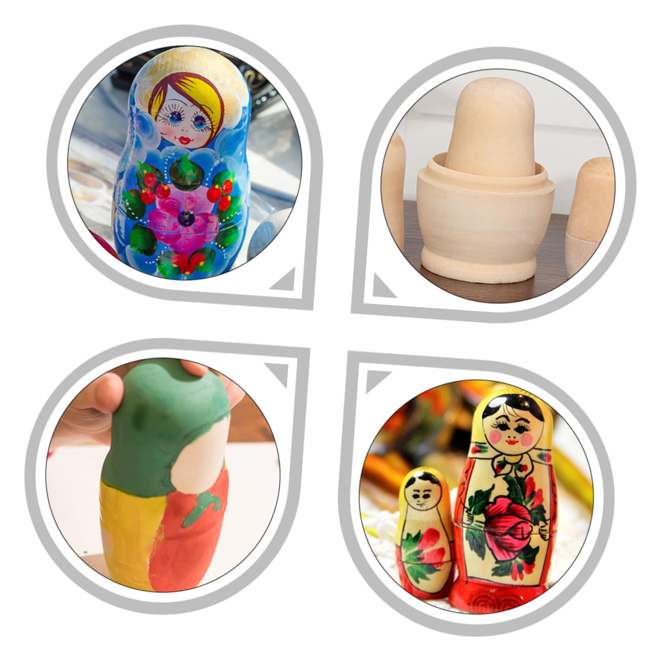 SUPVOX Russian Stacking Dolls 5-Layer Unpainted Nesting Dolls Blank Wood Material