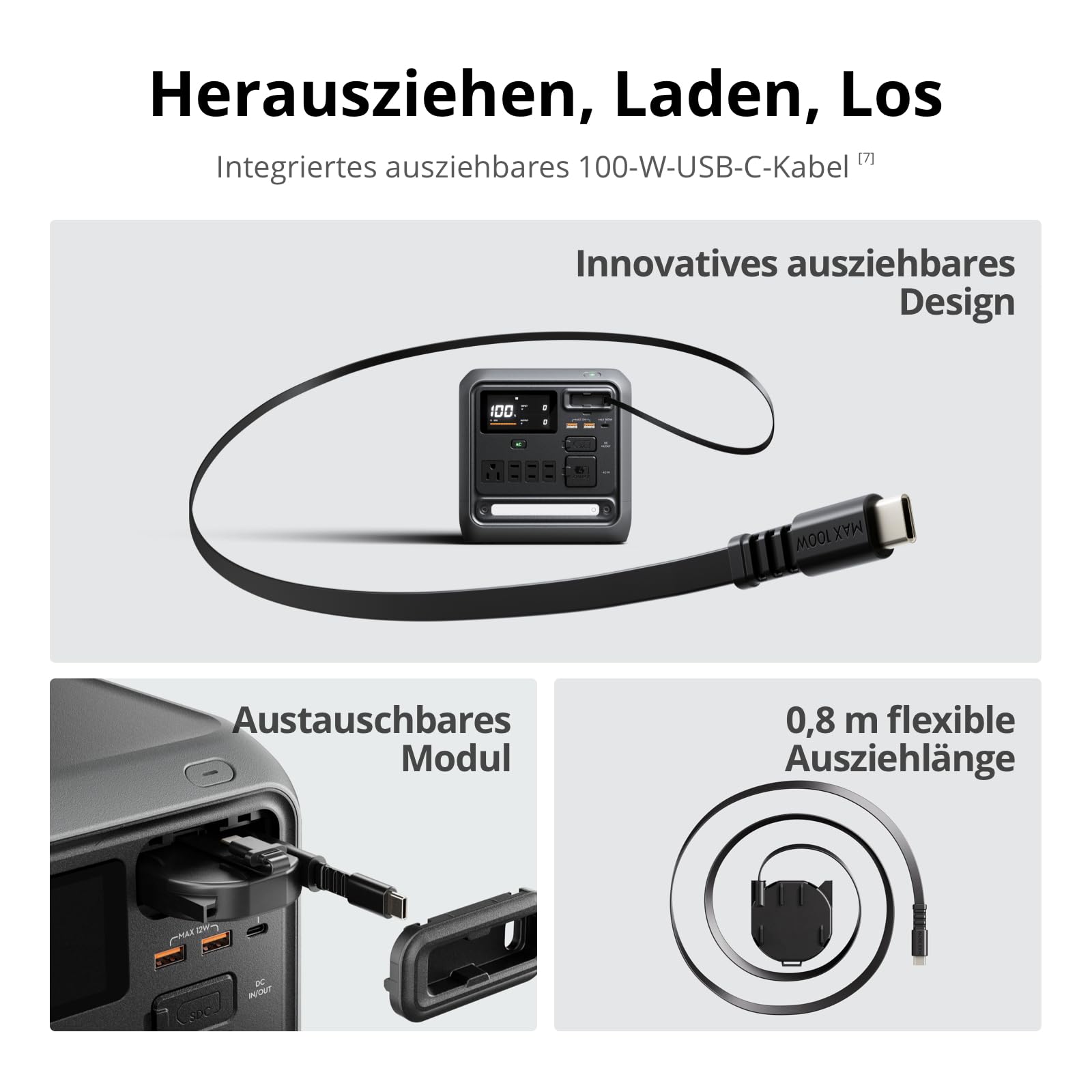 DJI Power 1000 Mini tragbare Powerstation, 1008-Wh-LFP-Akku, kompakte Größe, maximale Ausgangsleistung 1000 W, in 58 min von 0% auf 80% geladen, Stromgenerator für Zuhause, Camping