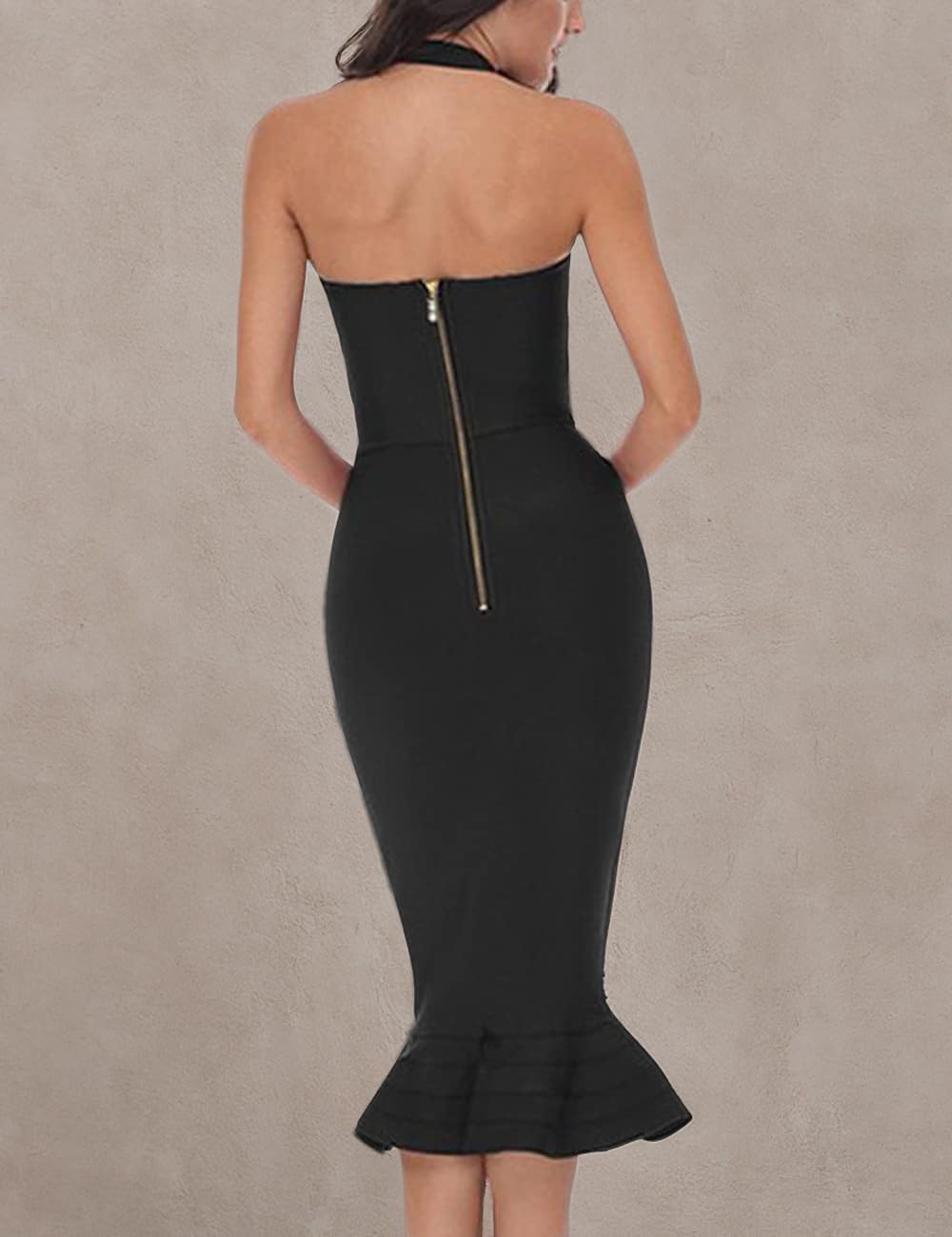 whoinshop Women’s Halter Fishtail Mermaid Bodycon Knee Length Cocktail Bandage Dress