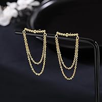 Vista 6 de SLUYNZ Aretes colgantes de plata de ley 925 para mujer, aretes colgantes de borla, bolas pequeñas