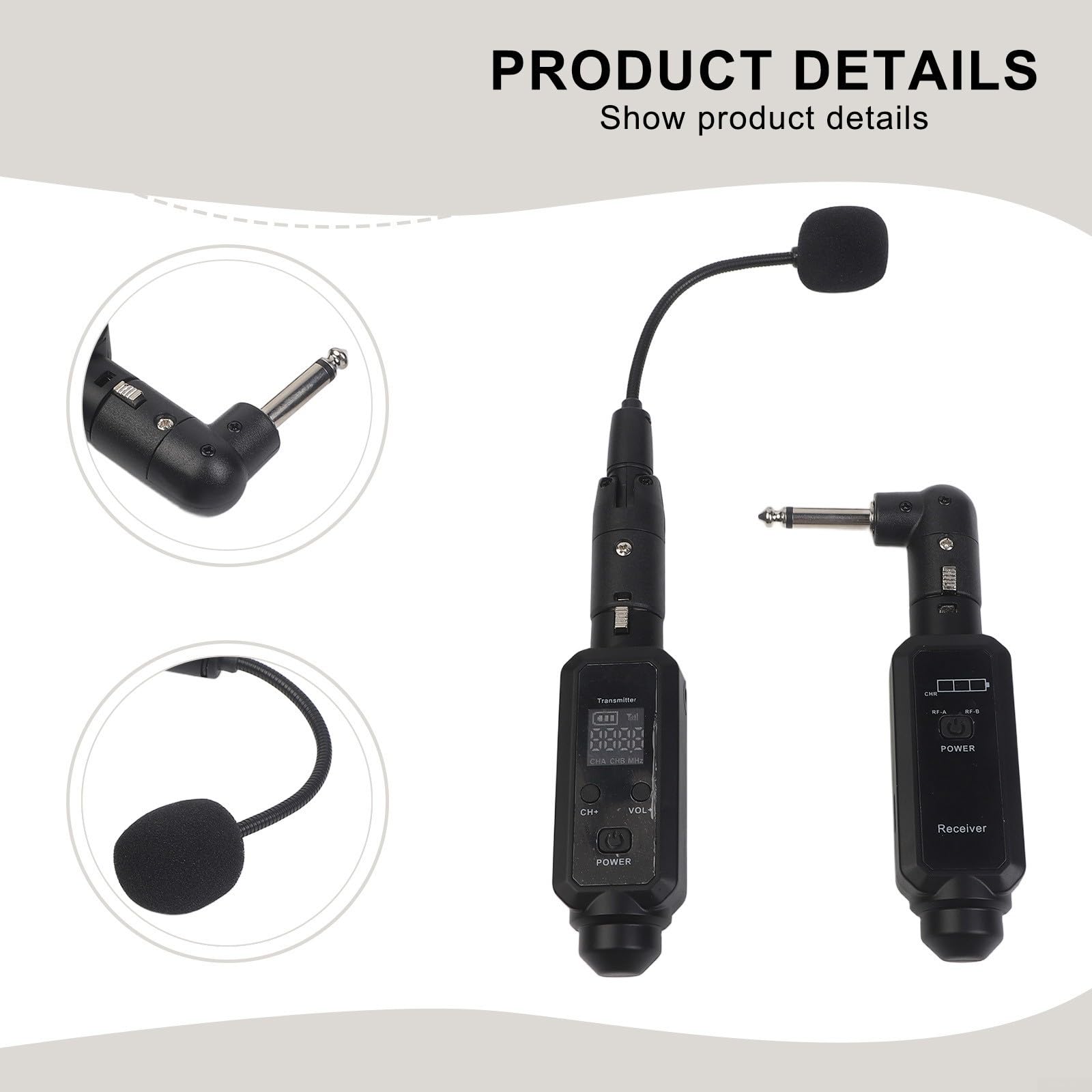 Wireless Instrument Mic System ricaricabile per batteria Wireless (1 IN 1) | SNR 92 dB, risposta 40 Hz-20 kHz, acquisizione di toni ricchi, bassa distorsione, suono ad alta fedeltà