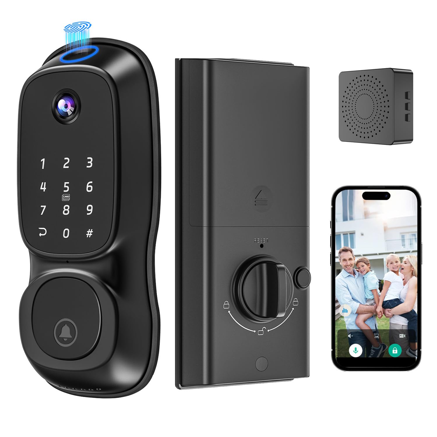 Video Smart Lock with Camera & Doorbell,6-in-1 Keyless Entry Door Lock for Front Door,Deadbolt Lock with Built-in WiFi 2K HDR Camera,Support Fingerprint,Keypad and Voice Unlock,Video Call,App Control