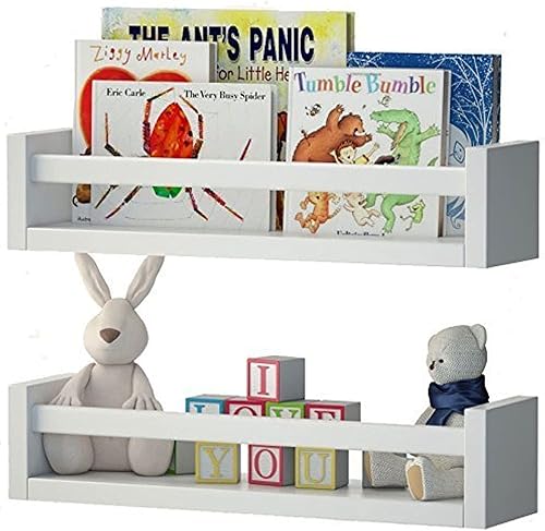 Wallniture Utah - Juego de 2 estantes flotantes de madera para habitación de bebé color blanco