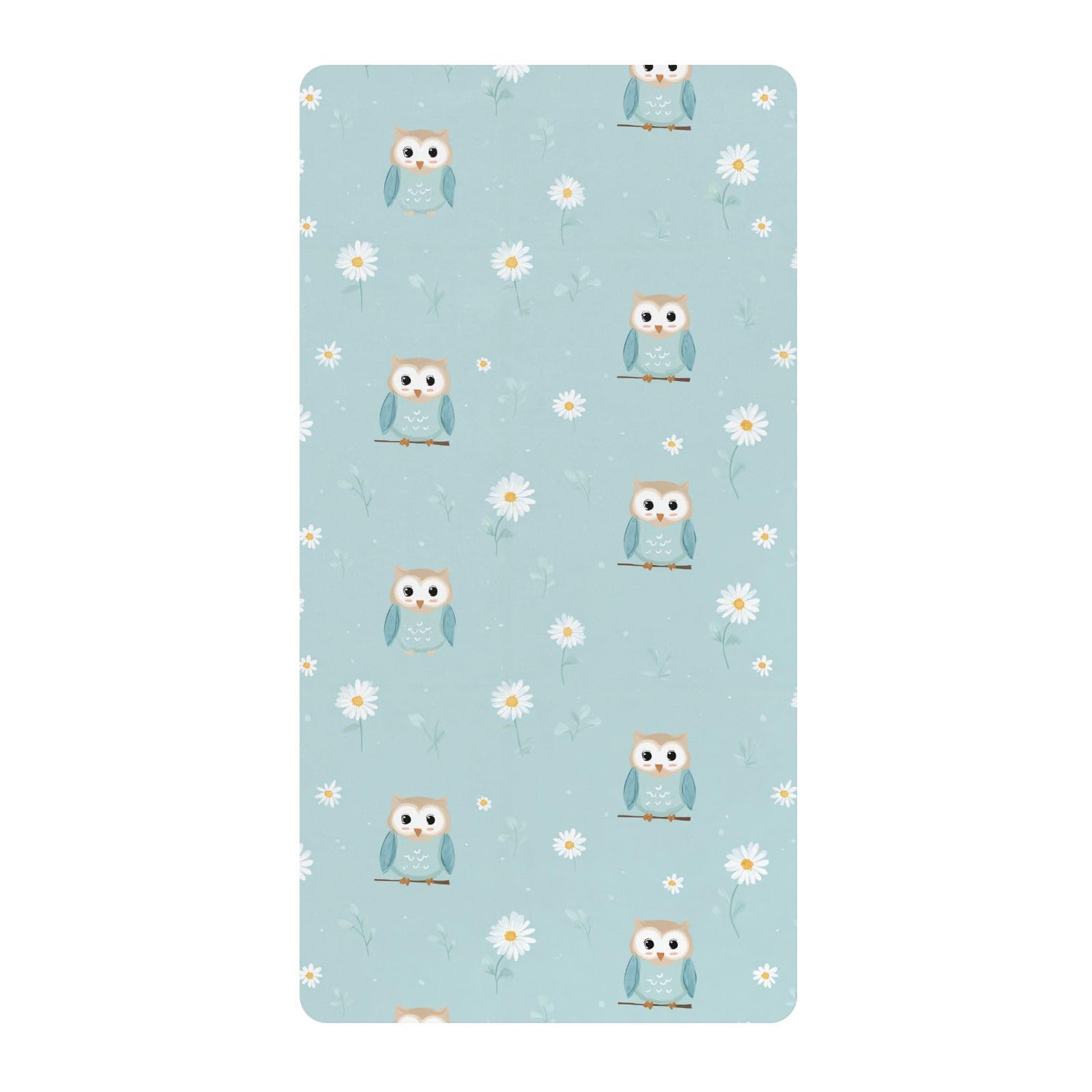 Sábanas de algodón para cuna de bebé, ultrasuaves, lindas, búhos, margaritas, flores, para guardería, 1 paquete de cuna para ni?o 52 x 28 pulgadas