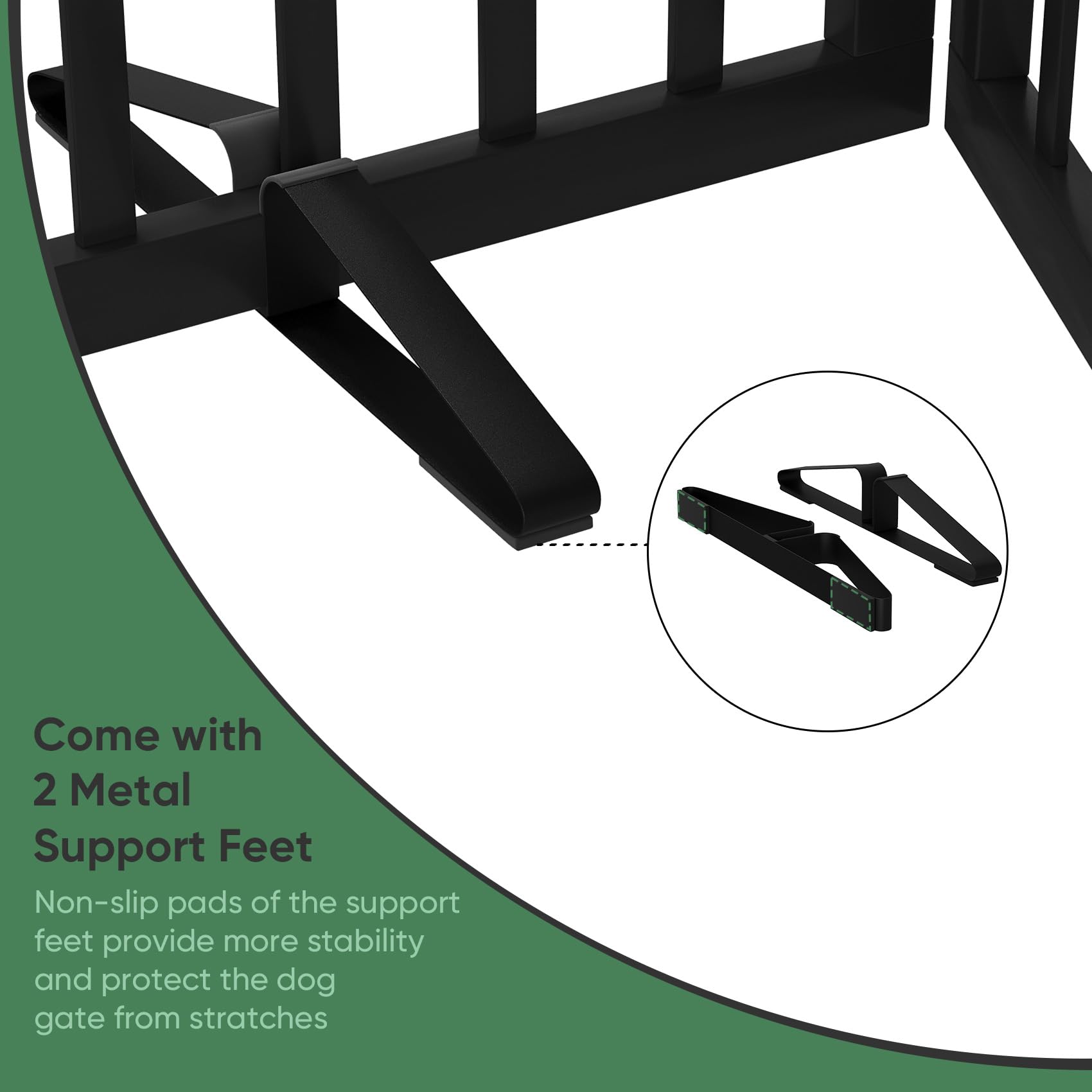 Dog Gates for Doorways, Foldable Dog Gate Indoor, Freestanding Pet Gates for Doorways Bedroom, Puppy Gate with Metal Support Feet, Room Divider 3 Panels (Black) — view 4