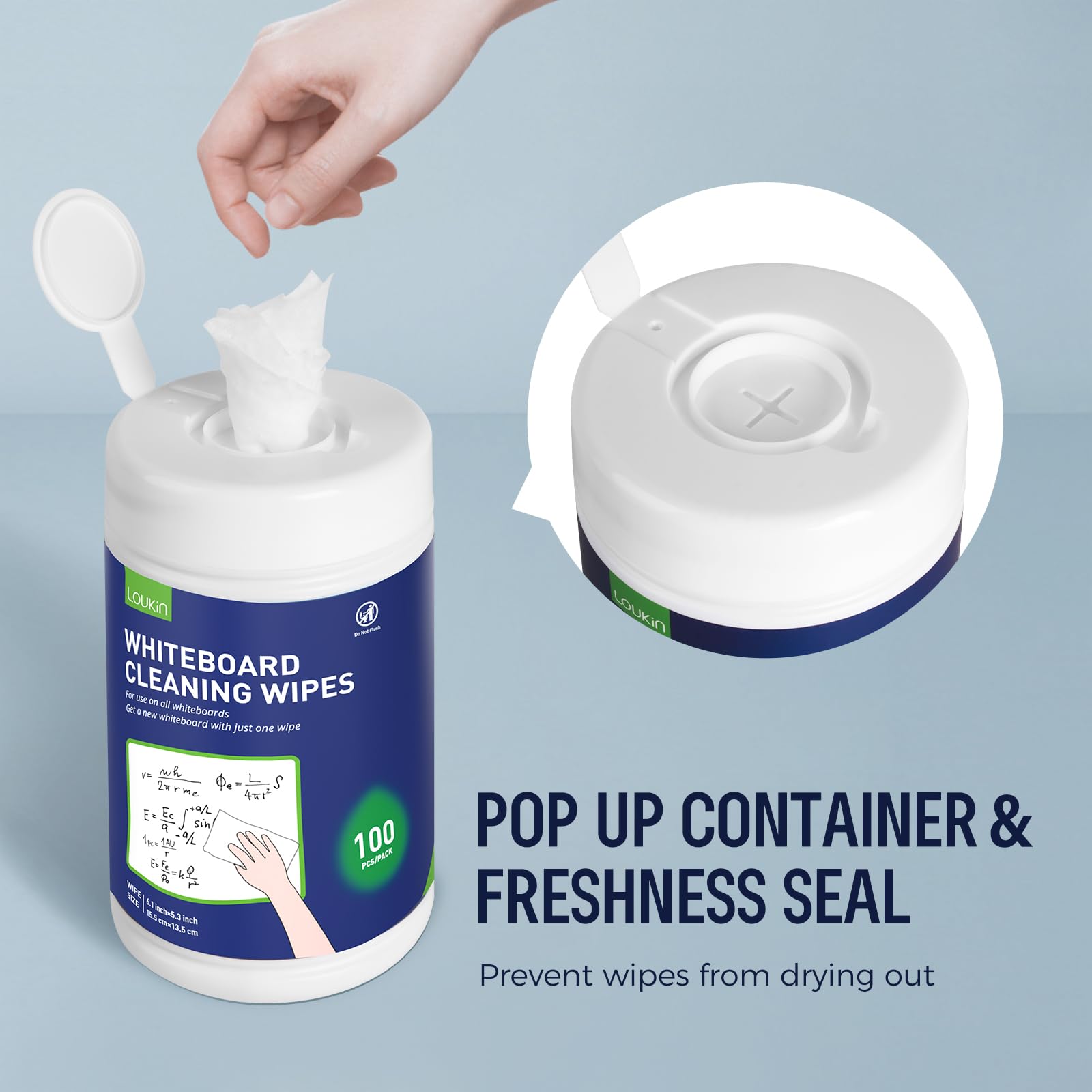 EXPO 81850 Lingettes Humides Effaçables à Sec Pour Tableau 6 X 9 50/récipient