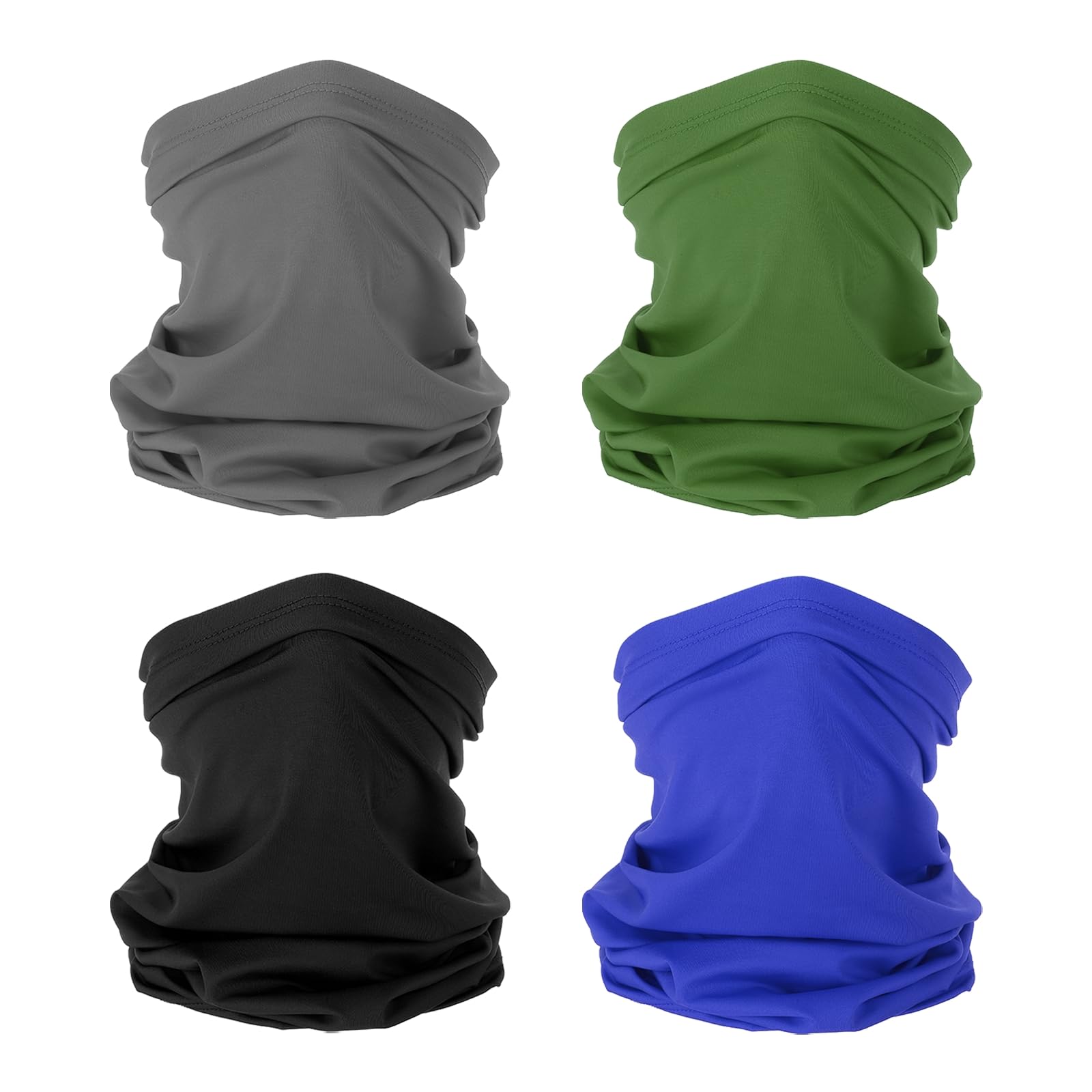 PATIKIL Neck Gaiter, 4 Pack Breathable Cooling Face Cover Scarf for Men and Women Sun Protection Face Neck Cover for Cycling Running, Black Dark Blue Dark Gray Army Green