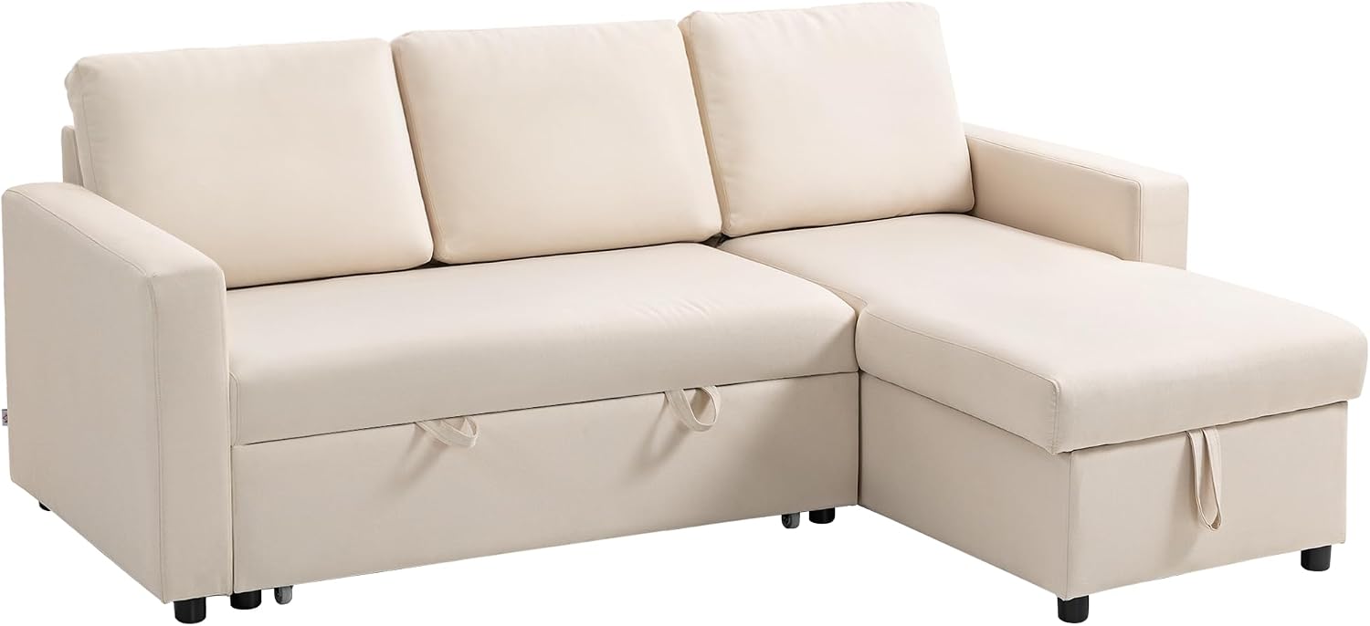 HOMCOM canape angle convertible coffre de rangement noir