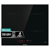 Hisense HIA64UK Piano cottura a induzione, Vetroceramica, 4 zone di cottura, Funzione Power Boost, Timer di cottura, Nero, 595 × 60 × 520 mm