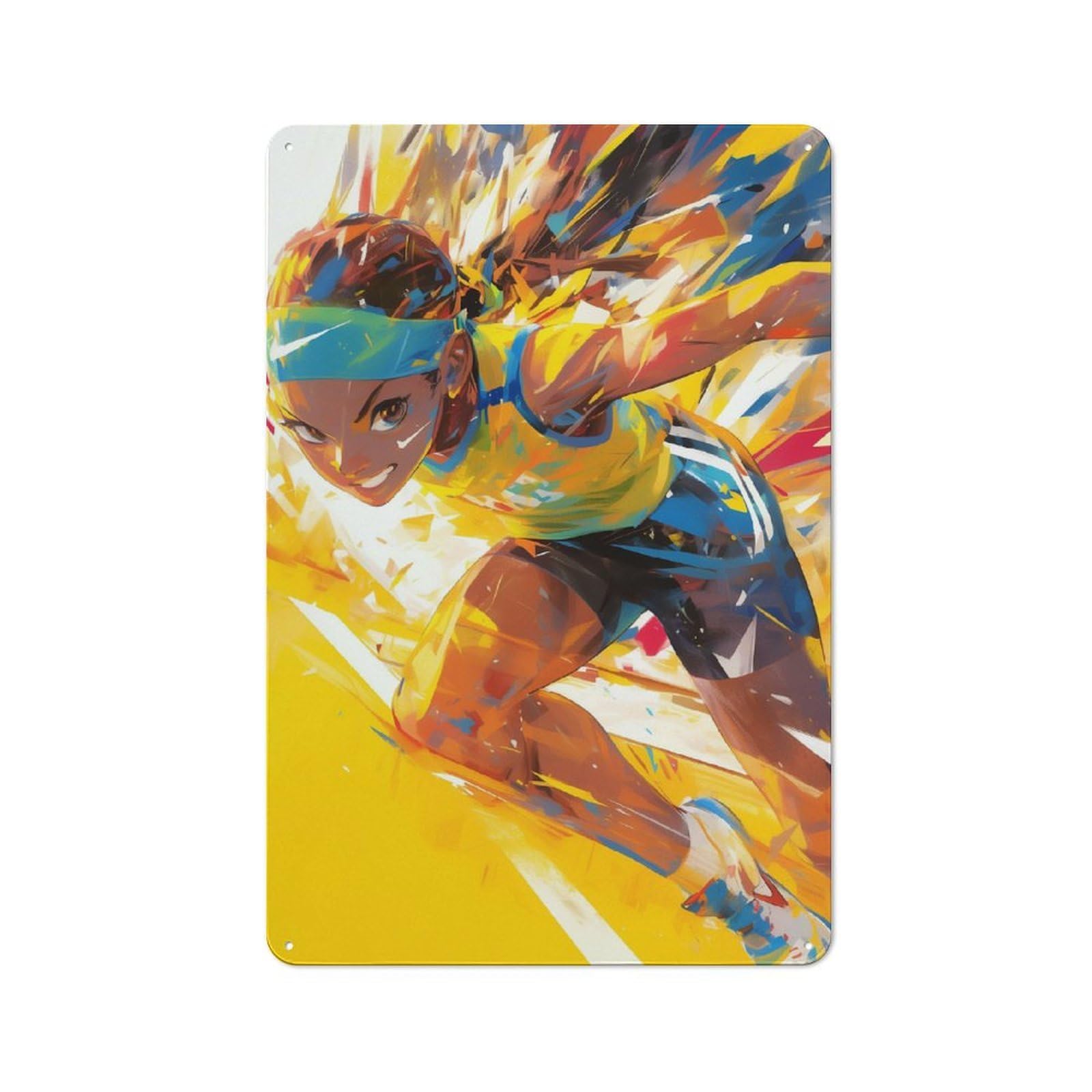 Retro Metal Plaque 30x20cm Featuring Athlete in Motion, Bistro Wall Plaque for Bakery, Diner, Cafe Or Family Room