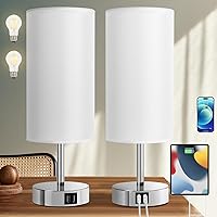 Vista 1 de Yarra-Decor Lámparas de noche con puerto USB, lámpara de mesa con control táctil para dormitorio, lámpara de mesa de noche regulable de 3 vías