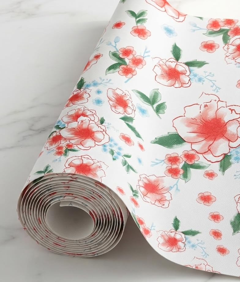 Image of Dribble (45cm X 300cm) Eva Shelf Liner Mat Roll, Non Slip Drawer & Cabinet Liner for Kitchen, Waterproof Oilproof Washable Fridge Mat, Anti Skid Multipurpose Mat (Spring Lavender Red)