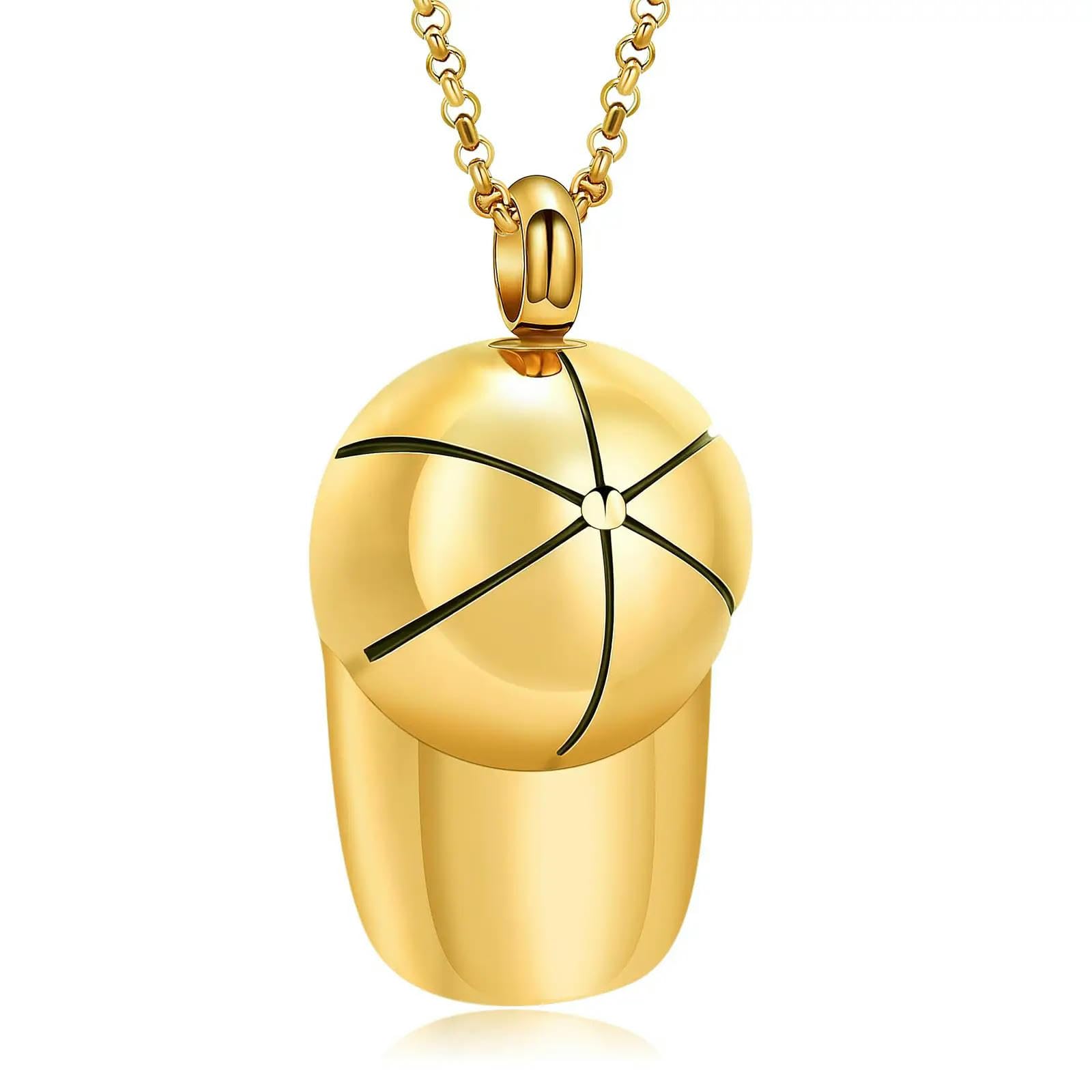 Monumento para mujeres y hombres en collar de urna para cenizas dorado
