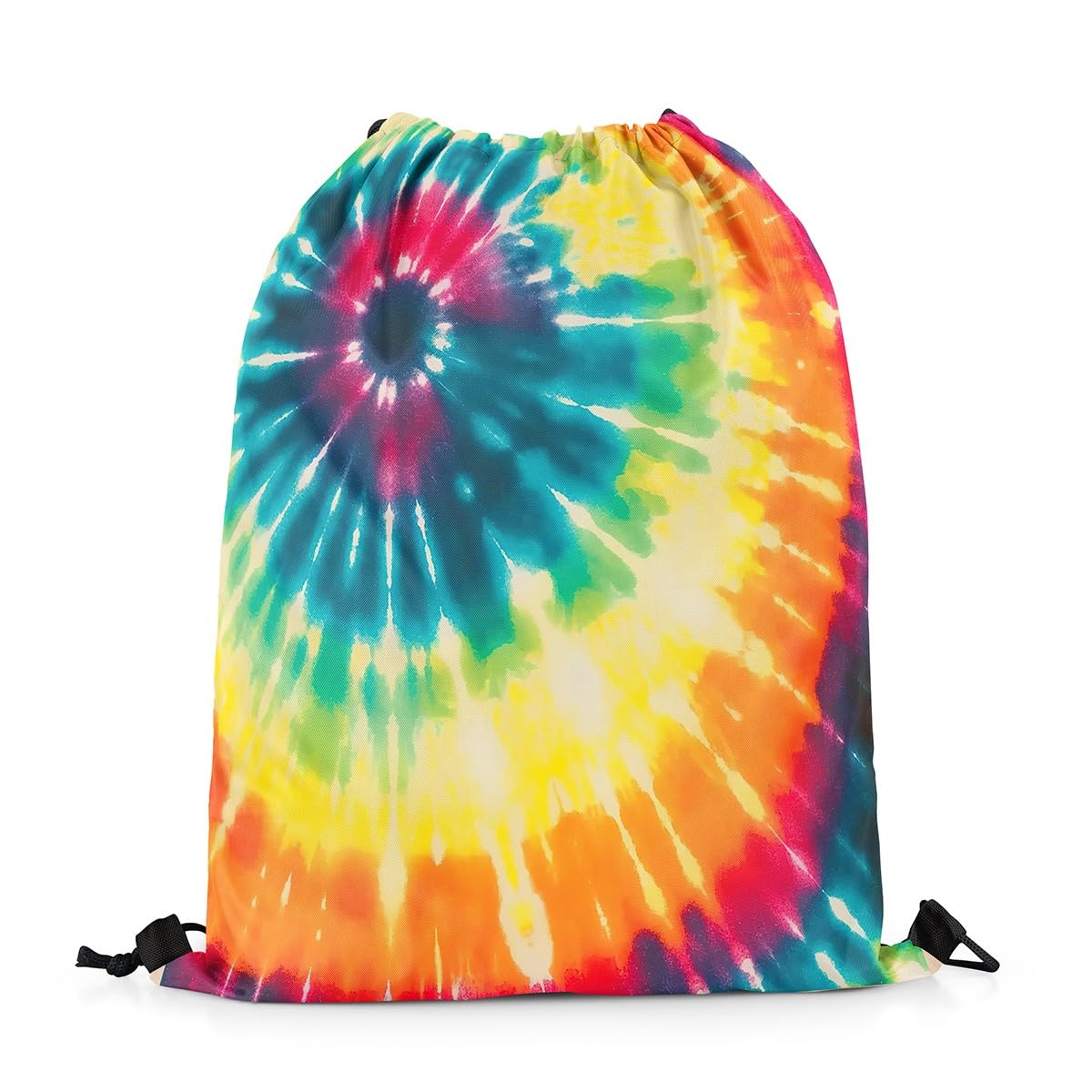 Homewish Yellow Orange Tie Dye Drawstring Bags,Neon Spiral Drawstring Backpack 33 x 40 cm for Sport Gym Swim Yoga Camping,Abstract Art Draw String Back Bag,Hippie Colorful String Backpack