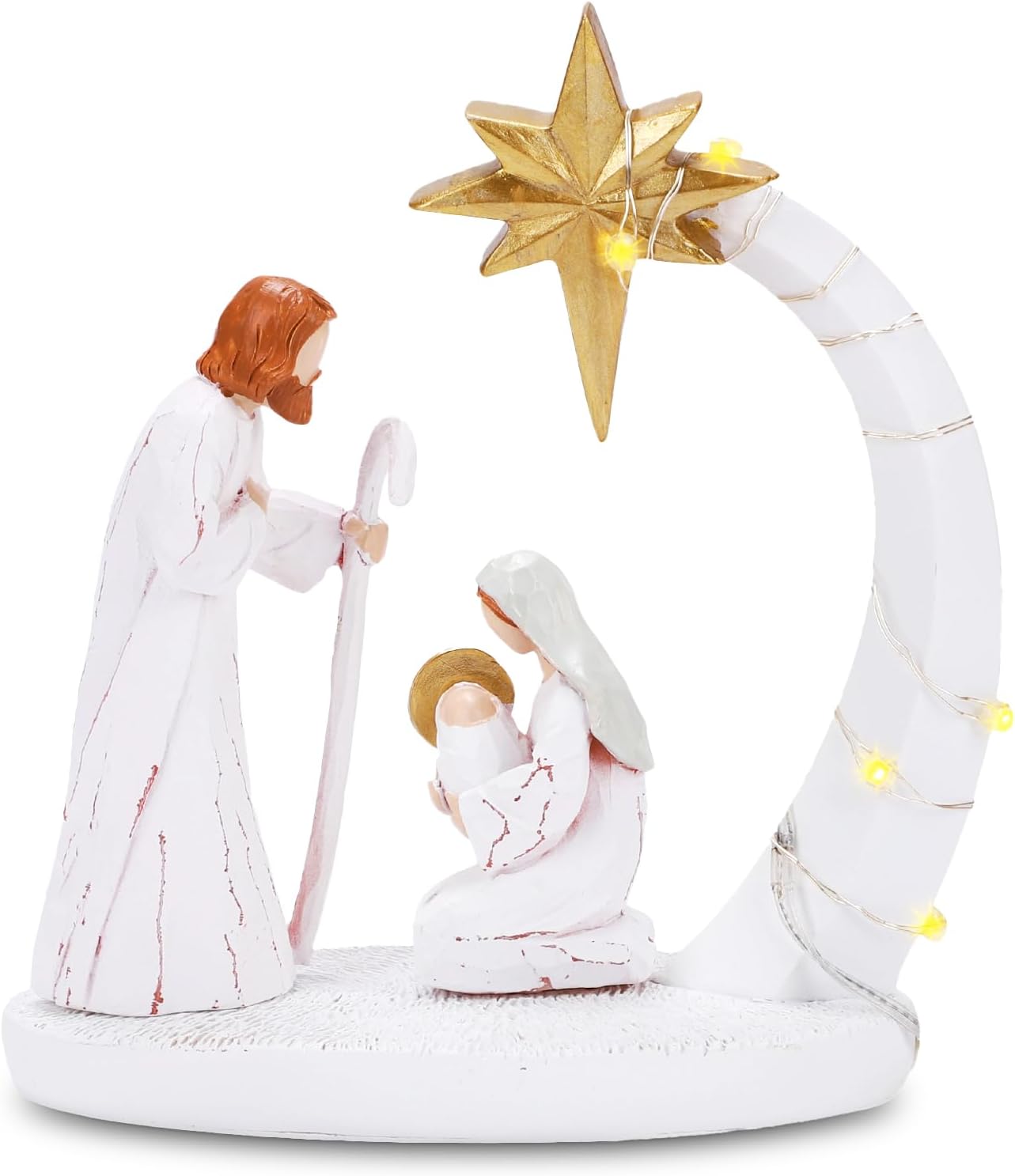 BEARAE Nativity Scene, Sculpted Hand Painted Nativity Figure First Christmas Story Decoration