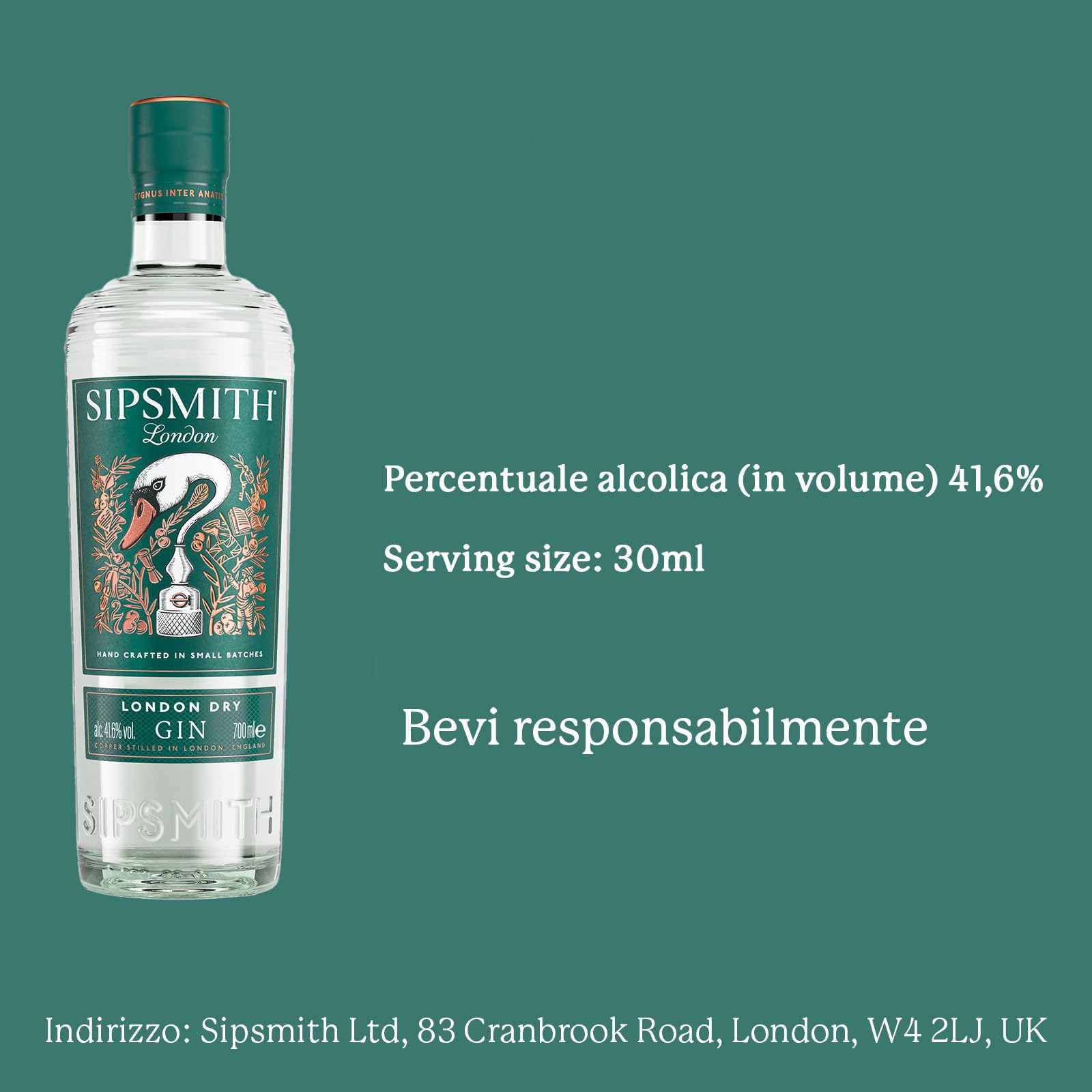Sipsmith, London Dry Gin, la quintessenza di un gin classico e vivace - 1 bottiglia da 700ml