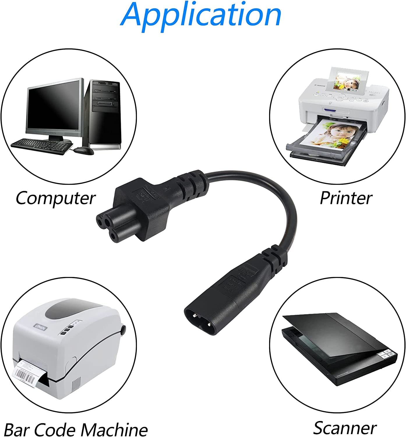 Ciciglow Rallonge D'alimentation, IEC 320 C8 Vers IEC 320 C7 Câble Adaptateur D'extension D'alimentation Mâle Vers Femelle Avec Interrupteur Pour Lampe De Bureau 2,5 A 250 V 1500 W 0,98 Pi