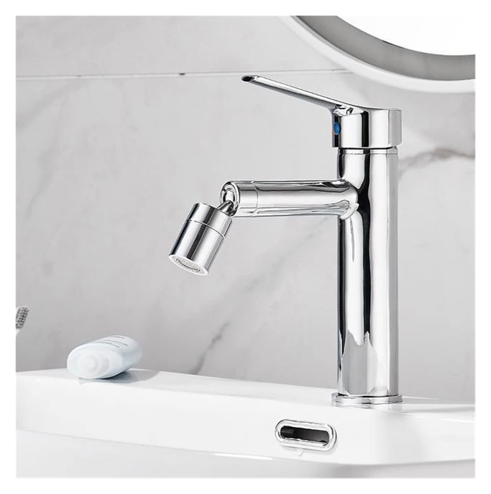 Robinet lavabo rotatif 360 laiton chromé mitigeur eau chaude froide