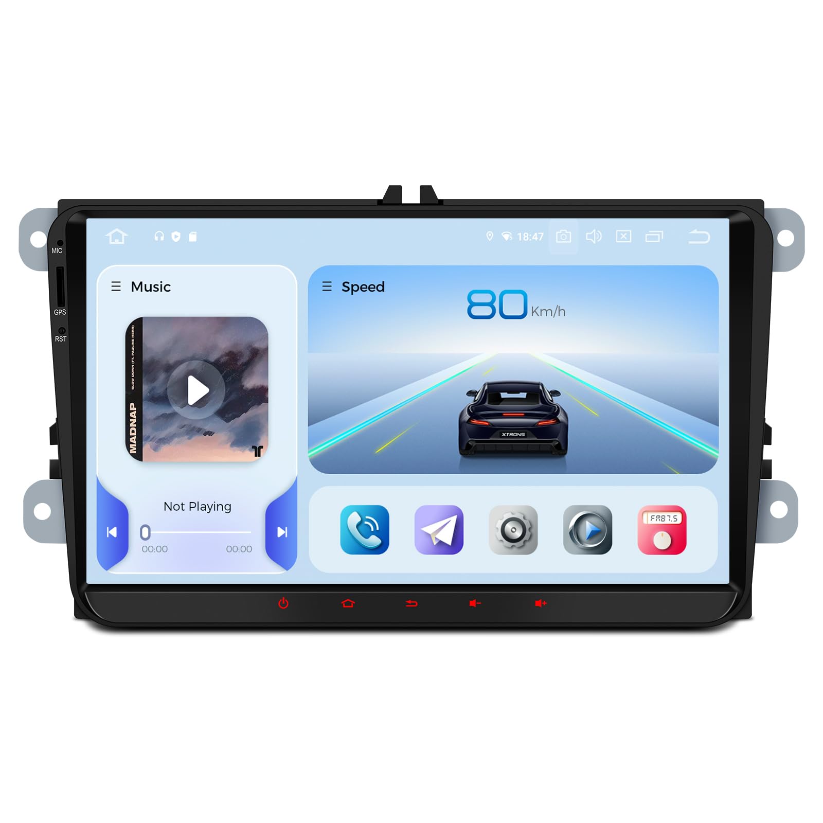 XTRONS Android 14 Autoradio Qualcomm 665 Octa Core 8+256GB Für Volkswagen Skoda SEAT 9 Zoll QLED IPS Eingebautes 4G LTE Car Play Android Auto HDMI-Ausgang WiFi GPS Bluetooth 5.0 Optional DAB OBD