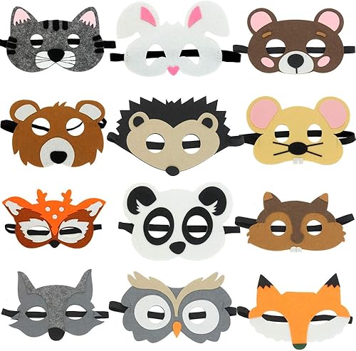 Hvogvok 12 máscaras de animales, máscaras de Halloween, accesorios de fiesta de disfraces, suministros de fiesta de cumpleaños