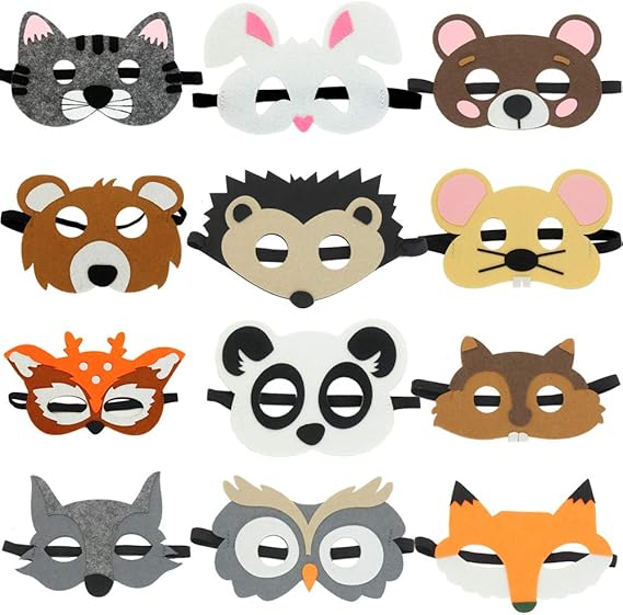 Hvogvok 12 pcs Animal Masks Halloween Masks DressUp Party