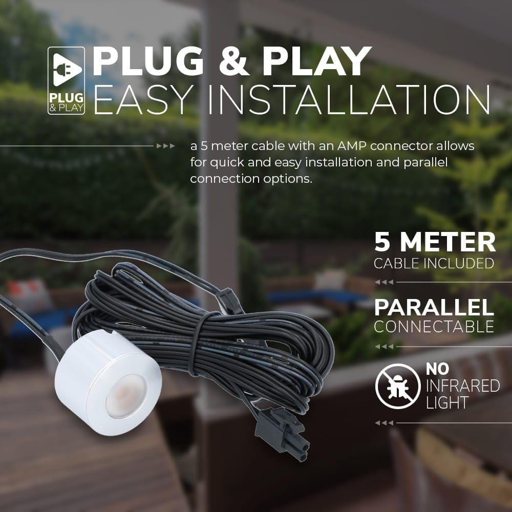 HOFTRONIC - 4er set dimmbare LED-Ein/Aufbaustrahler Navarra IP44 2700K Warmweiß CREE Deckenspots Einbauleuchte Aluminium ideal für Terrassendach, Bad, Dusche