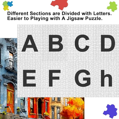 Autumn NYC Brownstone Puzzle de 1000 Piezas para Adultos | Escena Colorida de Casa Urbana, Tamaño Final 27.5" x 19.7", Rompecabezas de Arte Urbano Desafiante miniatura 6