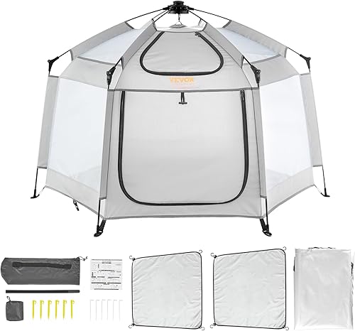 VEVOR Corralito para bebés con toldo, corralito portátil para interiores y exteriores, ligero y plegable, patio de juegos para niños pequeños con 3