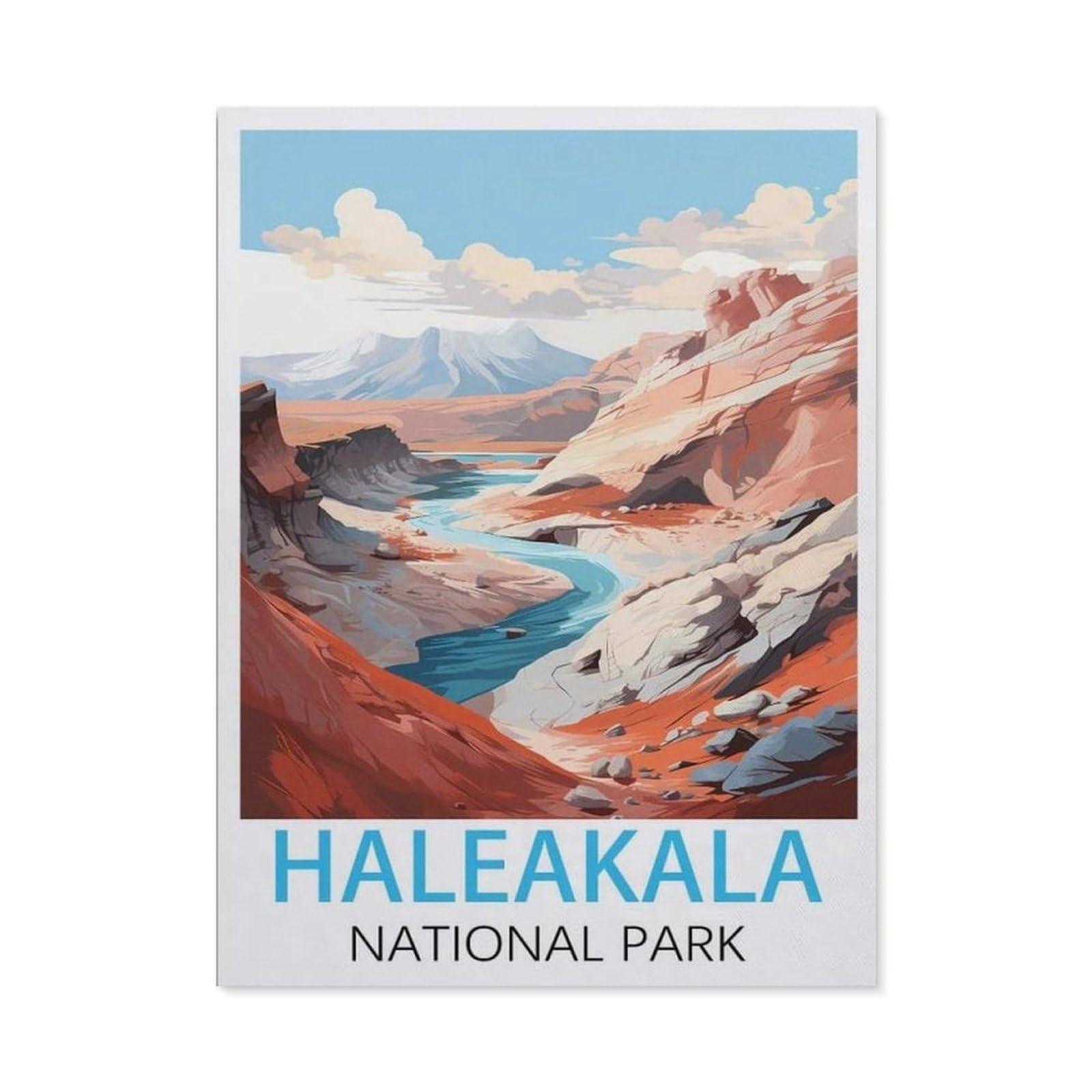 BEAYODKP DIY 5D Diamond Painting，Haleakala National Park Vintage Travel Posters，Round Diamond, Used for Room Decoration（30 x 40 cm/11.81 x 15.74 inches）-BZ19