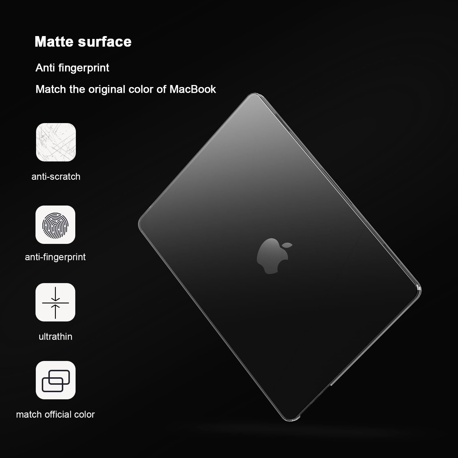 Coque matte crystal compatible avec MacBook Pro 16 pouces M5 M4 M3 M2 M1 Pro/Max[Couleur assortie au Mac], version 2026 2024-2021, Protection ultra fine pour Mac 16,2", Noir sidéral transparent