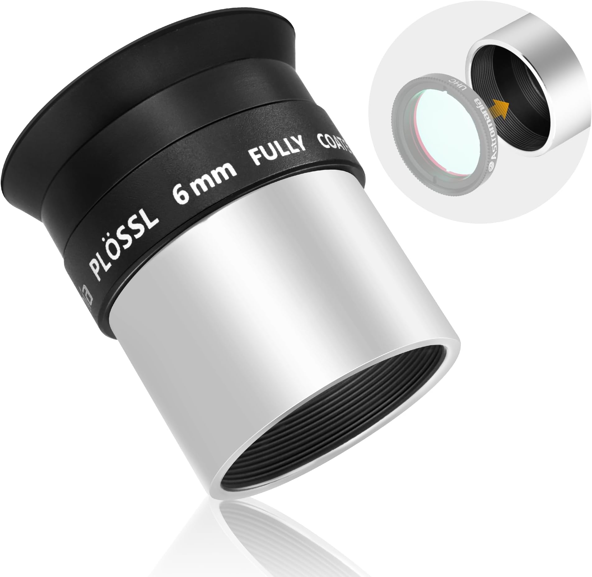 Astromania 1.25" 6mm Plossl Telescope Eyepiece - 4-Element Plossl Design - Threaded for Standard 1.25inch Astronomy Filters