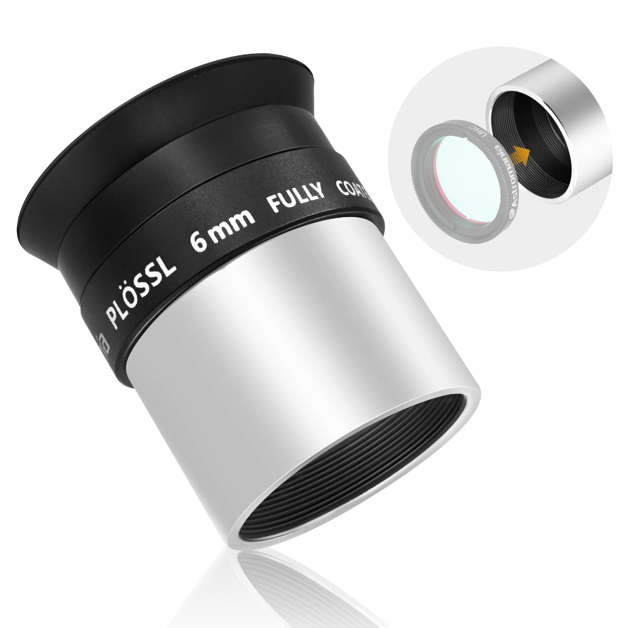 Astromania 1.25" 6mm Plossl Telescope Eyepiece - 4-Element Plossl Design - Threaded for Standard 1.25inch Astronomy Filters